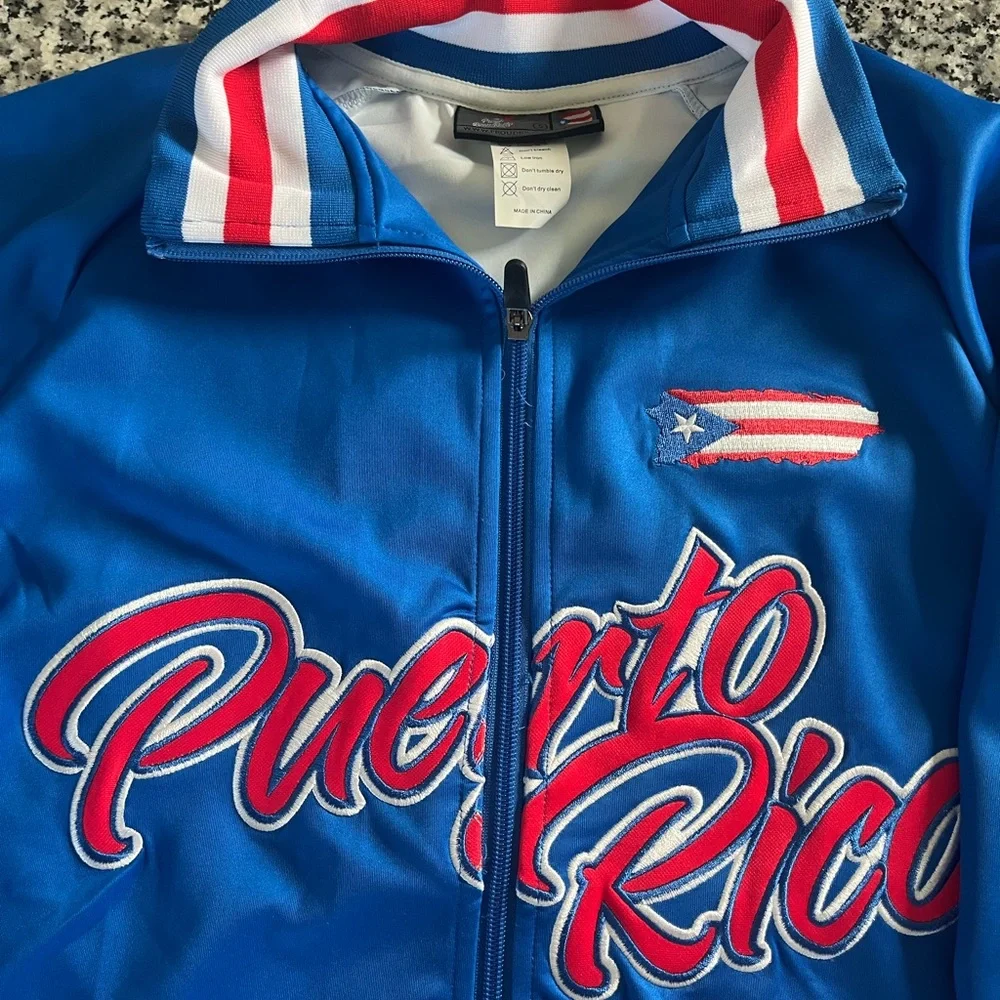 Puerto Rico Blue Baseball Athletic Zip-Up Jacket - Picture 2 of 8